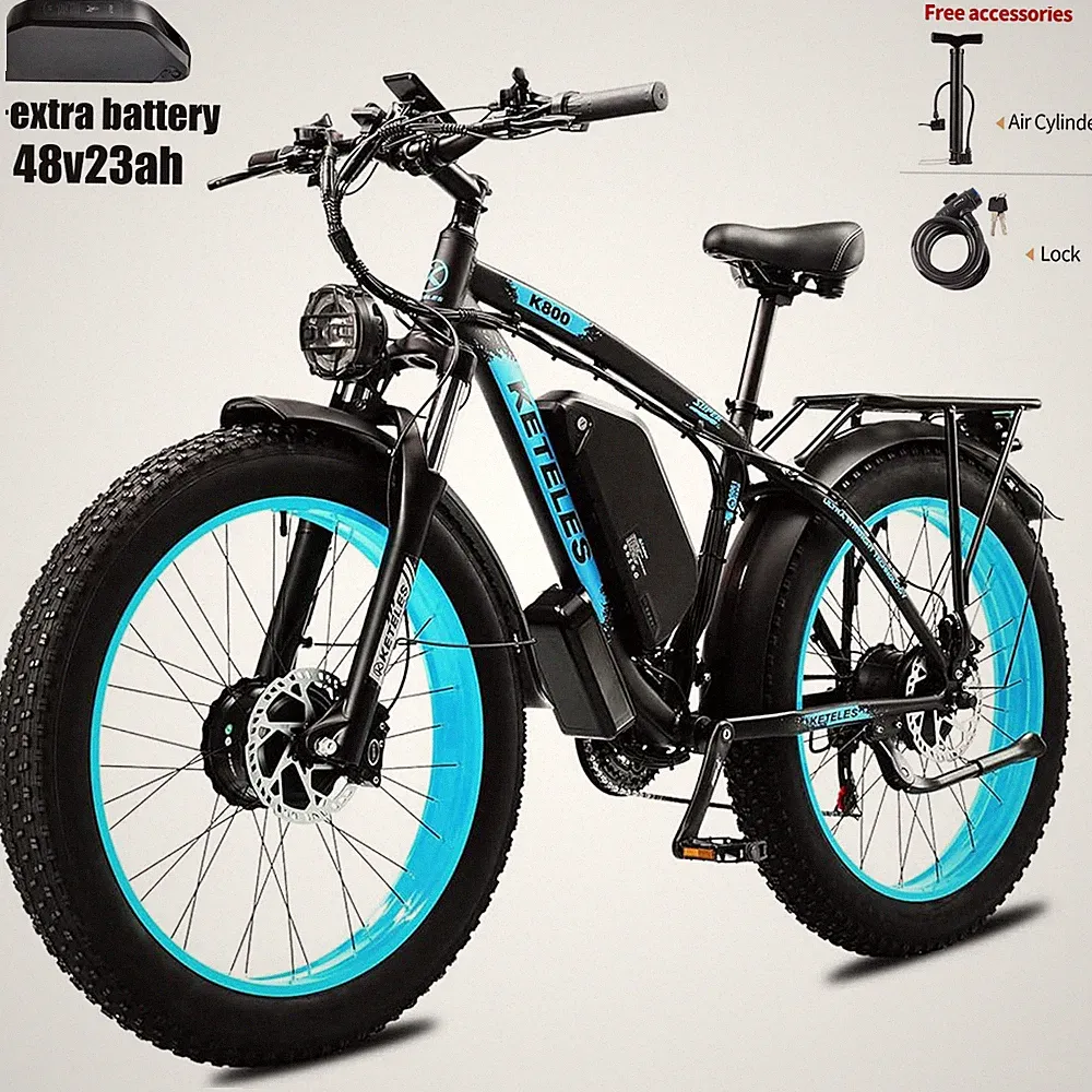 Peak 4000W Dual Motor KETELES E-Bike K800 Electric Bike 26" 48V/1104WH for Adult